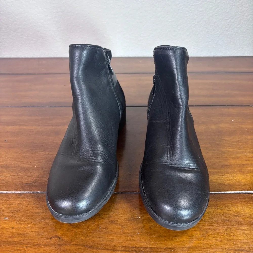 Zara Ankle‎ Boots Girls Size 35 Black Leather Suede Moto Side Zip Buckle Shoes